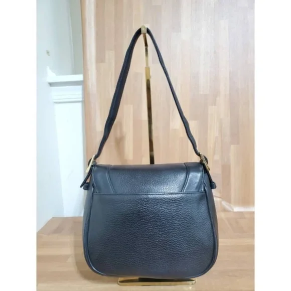 Authentic MCM Black Leather Studded Flap Shoulder Bag